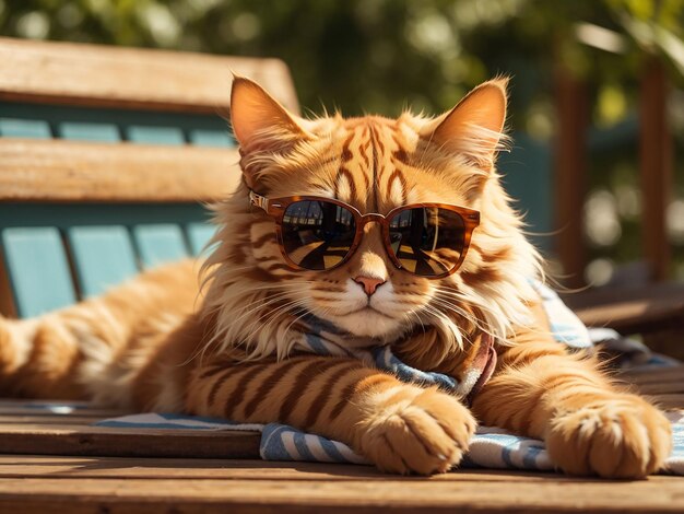 太陽メガネをかぶった可愛い子猫