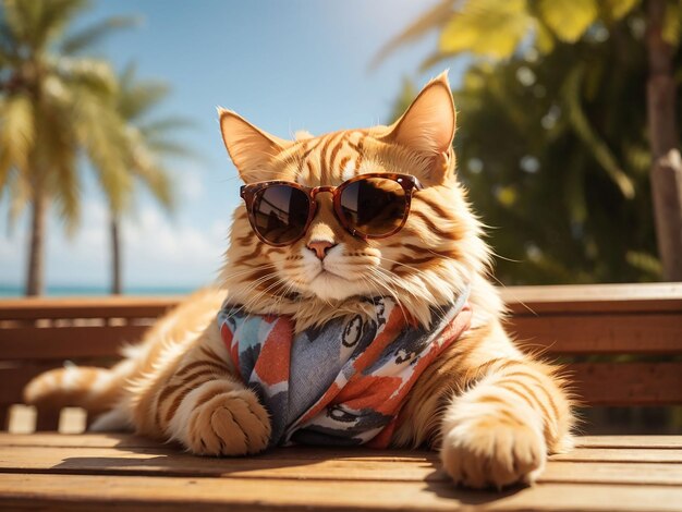 Adorable looking kitten with sunglasses