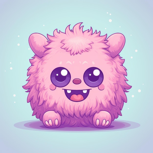 Adorable Menacing A Kawaii Monster on a Plain Background