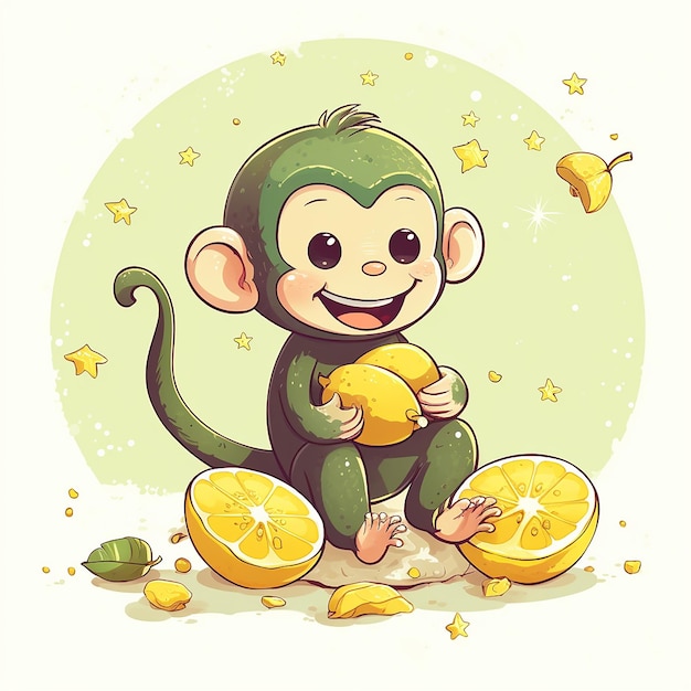 Photo adorable monkey banana