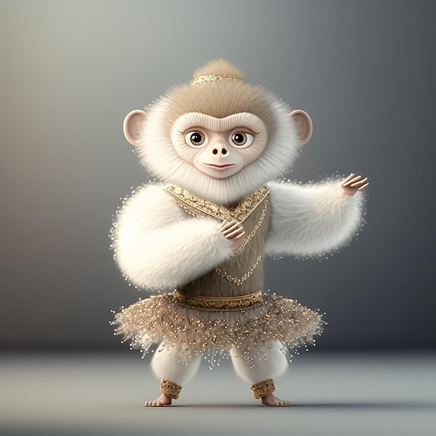 AI が生成したドレスを着た愛らしい猿がダンス フロアに飛び出す準備ができています