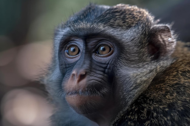 Photo a adorable monkey in the wrocaw zoo generative ai