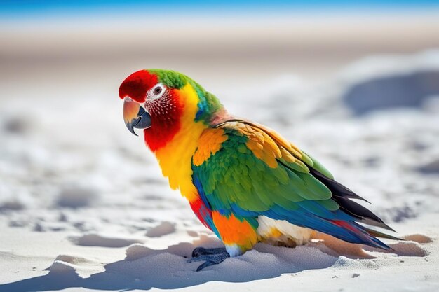 Adorable multicolored parrot in the Maldives