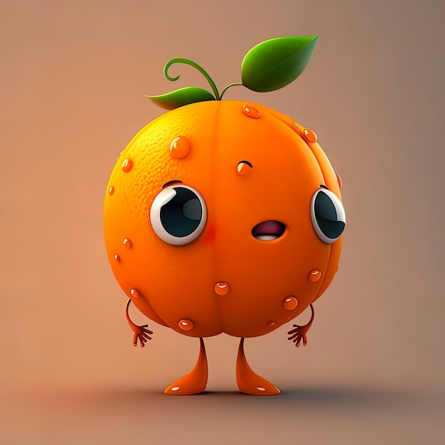 Adorable Orange Fruit Animated Character