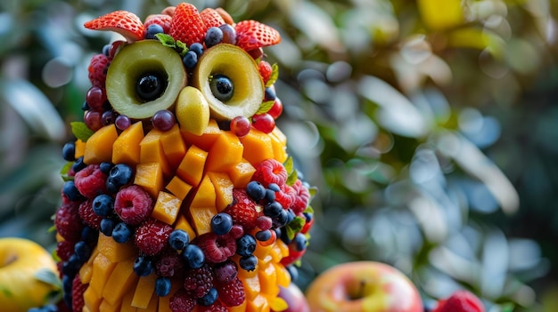 Photo adorable owl made of fruits