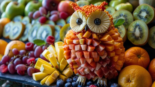 Фото Прекрасная сова из фруктов.
