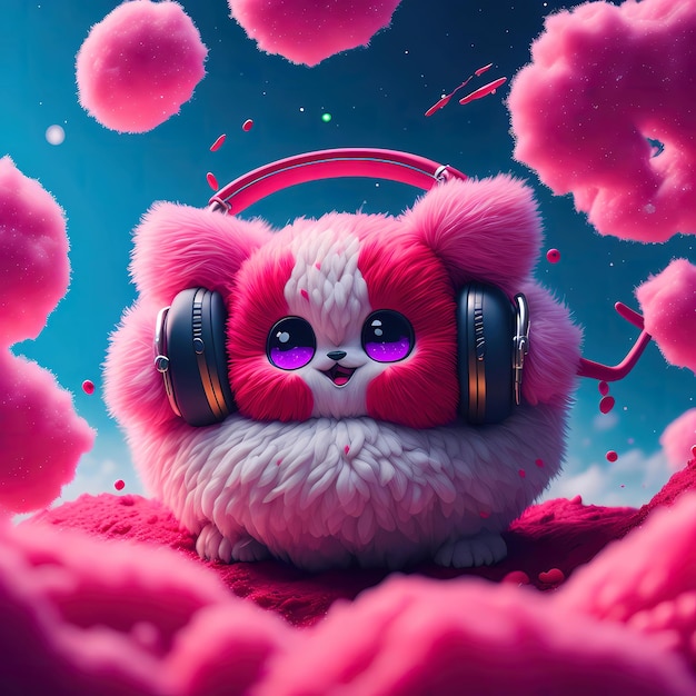 Adorable painting animal furry inspiration from Pokemon with the galaxy environment