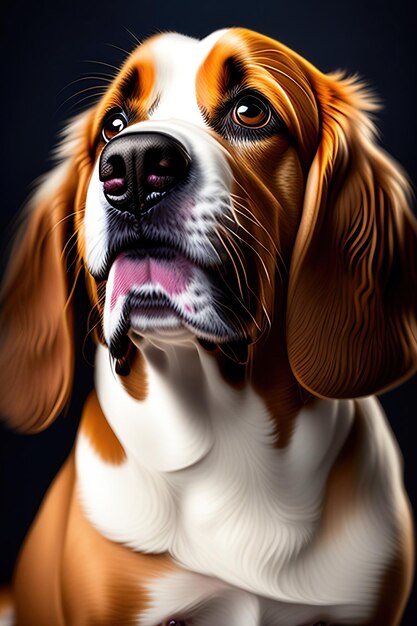 Adorable peekapoo dog on dark background cute dog portrait digital art