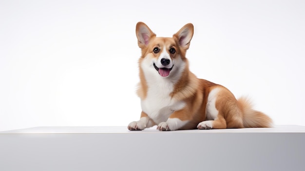 Adorable Pembroke Welsh Corgi Dog on White Background AI Generated