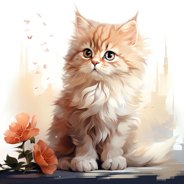 Photo adorable persian kitten clipart on white background ai generated