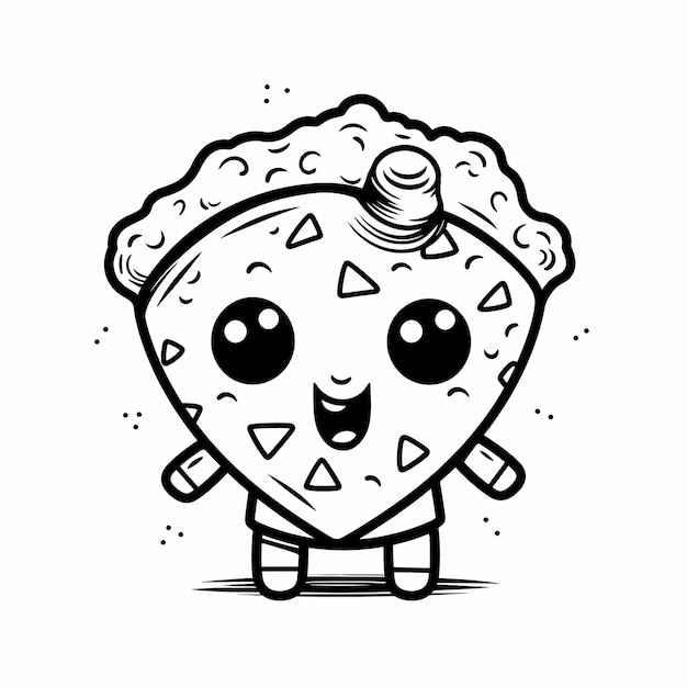 Foto adorable pizza pal kawaii style kleurblad voor eenvoudig zwart-wit plezier