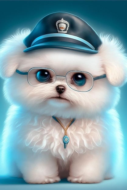 Adorable poodle in white hair with necklace AI generated