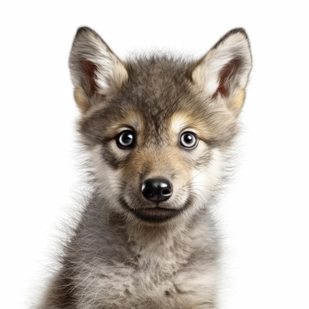 Adorable Portrait of Baby Wolf Puppy Pup AI Generated