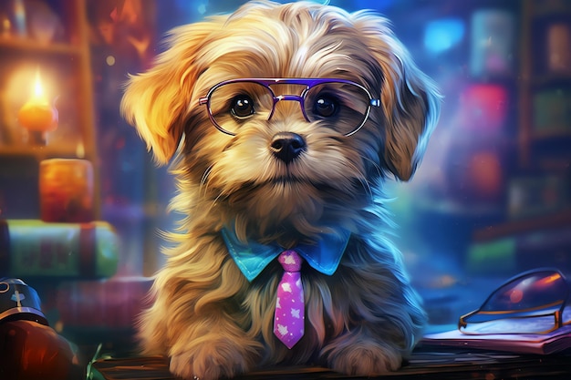 Adorable puppy at work AI generated