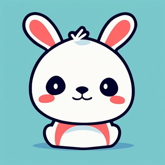 Adorable Rabbit Character Simple Flat 2d Vector Art Vector Image Isometric Clean Line Art