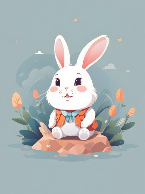 adorable_rabbit_character_simple_flat_2D_vector