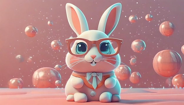 Adorable rabbit with glasses