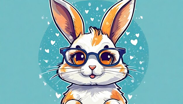 Adorable rabbit with glasses