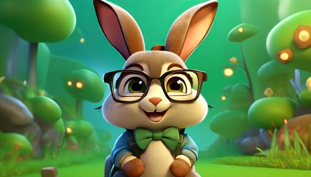 Adorable rabbit with glasses