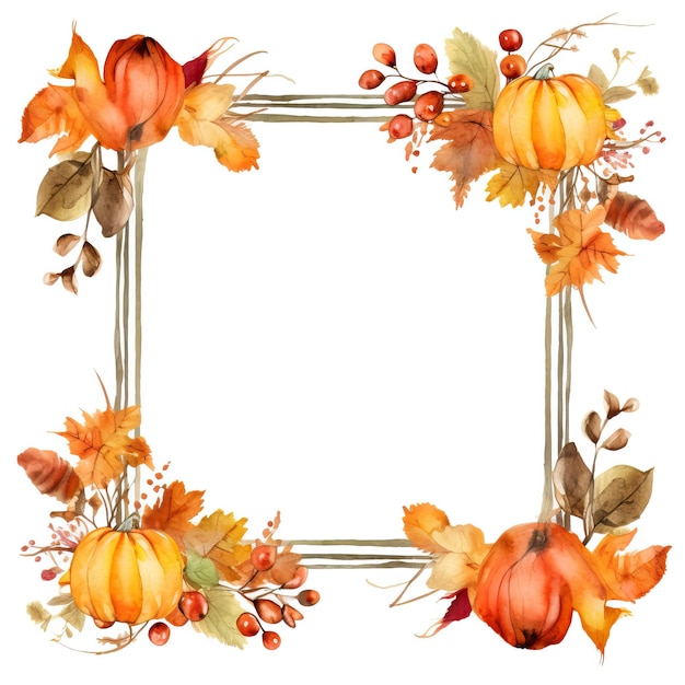 Adorable retro Autumn Frame with space for writing high quality ai generated image
