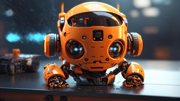 Adorable RoboCompanion A Cute 3D Render with Glowing Eyes