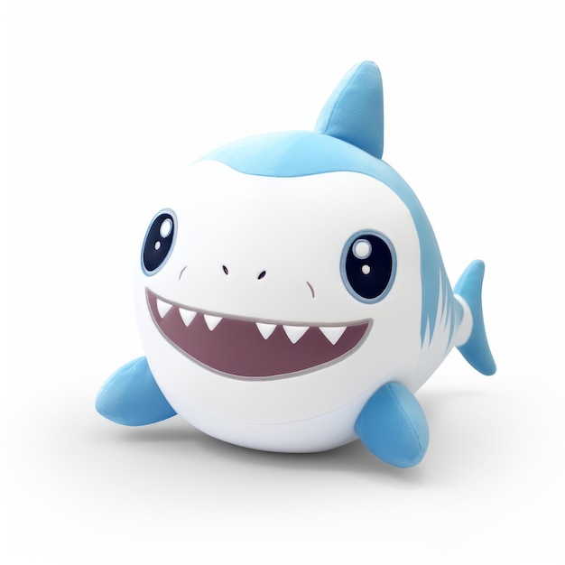 Adorable shark plush toy with button eyes vector contour style