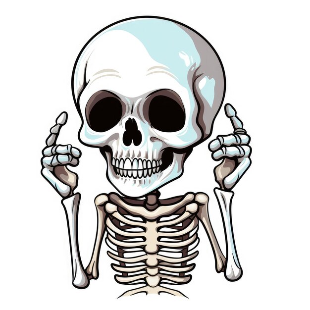 Photo the adorable skeletal listener a playful cartoonstyle skeleton baffling with its hand to amplify s