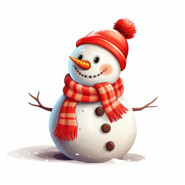 Adorable Snowman Wearing a Red Hat The Epitome of Winter Charm