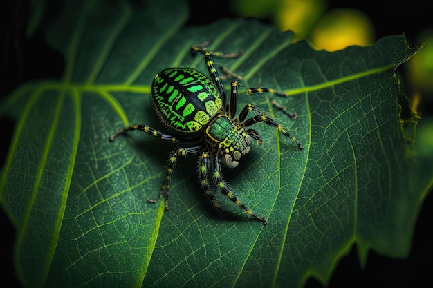 Adorable spider in black side view