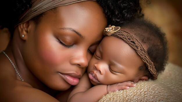 Photo adorable sweet young afroamerican mother with cute little daugh