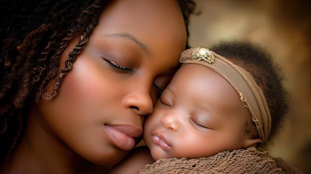 Photo adorable sweet young afroamerican mother with cute little daugh