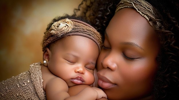 Photo adorable sweet young afroamerican mother with cute little daugh