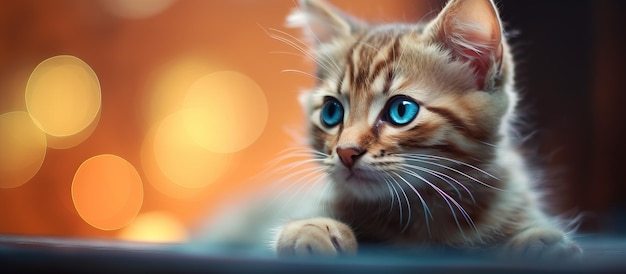 Adorable tiny feline displaying cute colorful blurriness