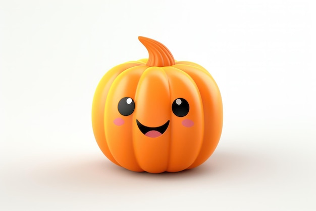 Adorable Tiny Pumpkin 3D Rendering of Cartoon Halloween Cheer