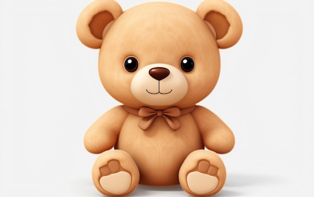 Adorable Toy Bear against White Backdrop