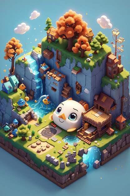 Photo adorable video game developer art cute 3d illustration with cinematic flair