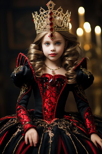 Adorable villain fantasy little girl's playful costume