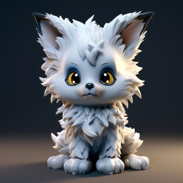 Adorable White Fox 3d Model With Detailed Character Design