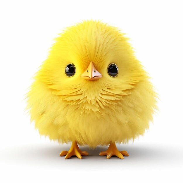 Adorable Yellow Chicken In Zbrush Style With Shiny Eyes