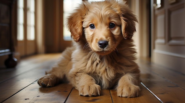 Photo adorable yorkshire terrier puppy at home