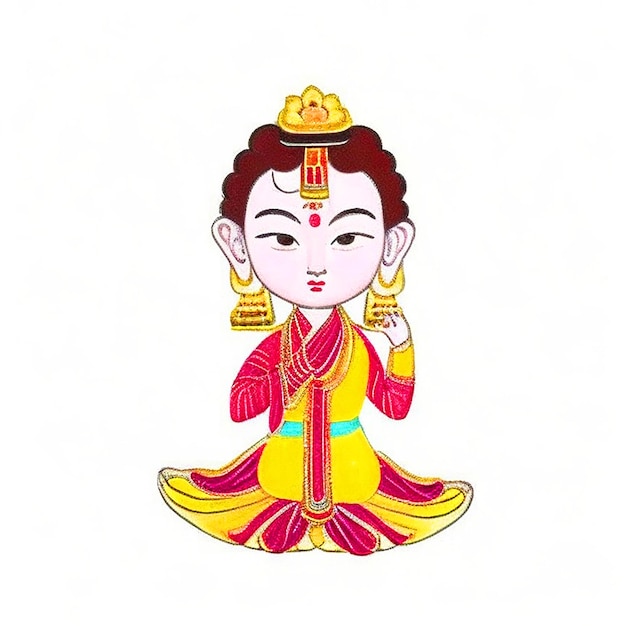 Adorable Young Bodhisattva Depic a youthful and innocent appearanceDress the young Bodhisattva in