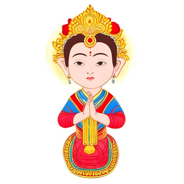 Adorable Young Bodhisattva Depic a youthful and innocent appearanceDress the young Bodhisattva in