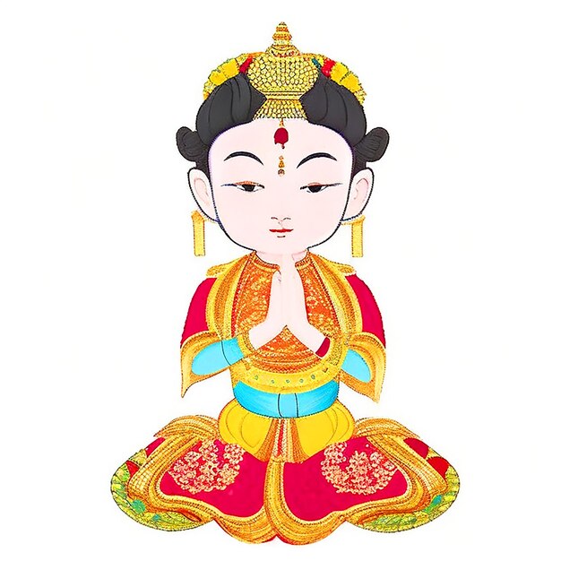 Adorable Young Bodhisattva Depic a youthful and innocent appearanceDress the young Bodhisattva in