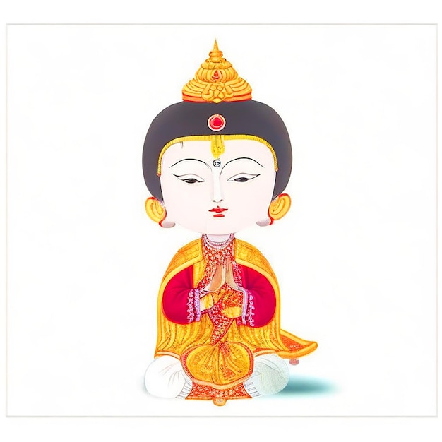 Adorable Young Bodhisattva Depic a youthful and innocent appearanceDress the young Bodhisattva in