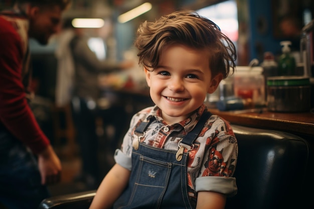 Adorable Young Boy Getting a Haircut AI