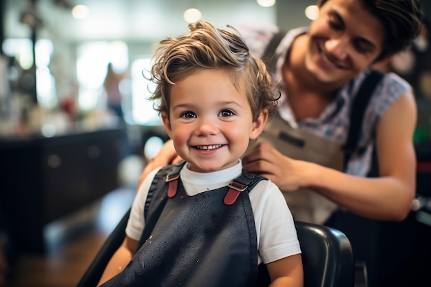 Adorable Young Boy Getting a Haircut AI