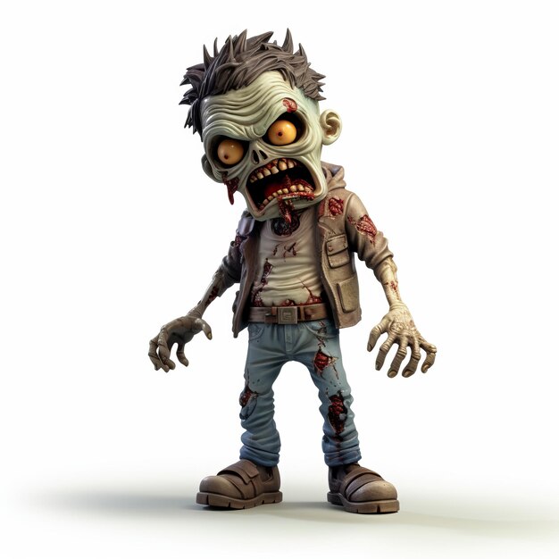 Adorable Zombie Cartoon Character Sculpture With Realistic Lighting
