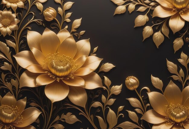 Photo adorned with resplendent golden flowers