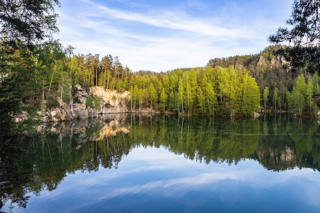 Adrspach lake part of Adrspach-Teplice Rocks Nature Reserve, Czech Republic