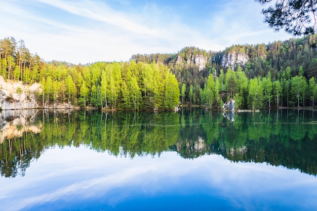 Adrspach lake part of Adrspach-Teplice Rocks Nature Reserve, Czech Republic